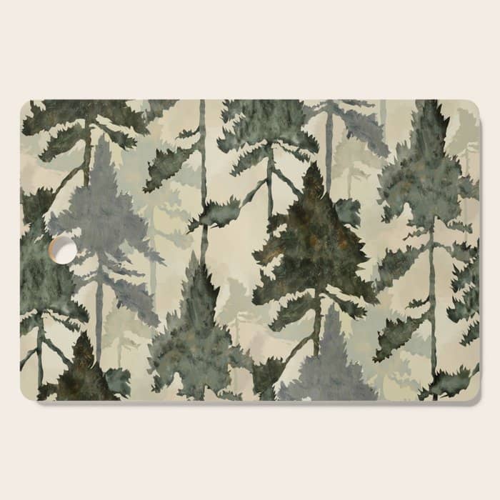 Enchanted Watercolor Pine Forest Cutting Board