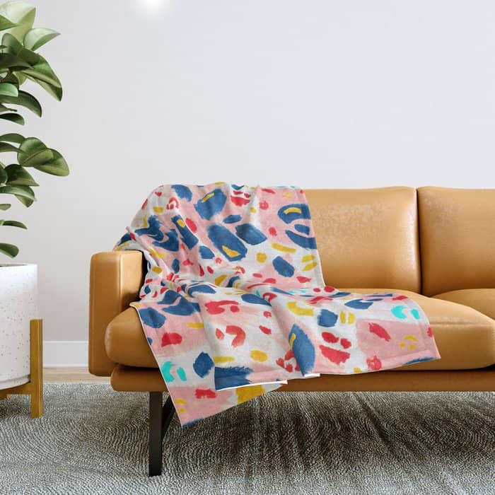 Painted Abstract Leopard Print Throw Blanket