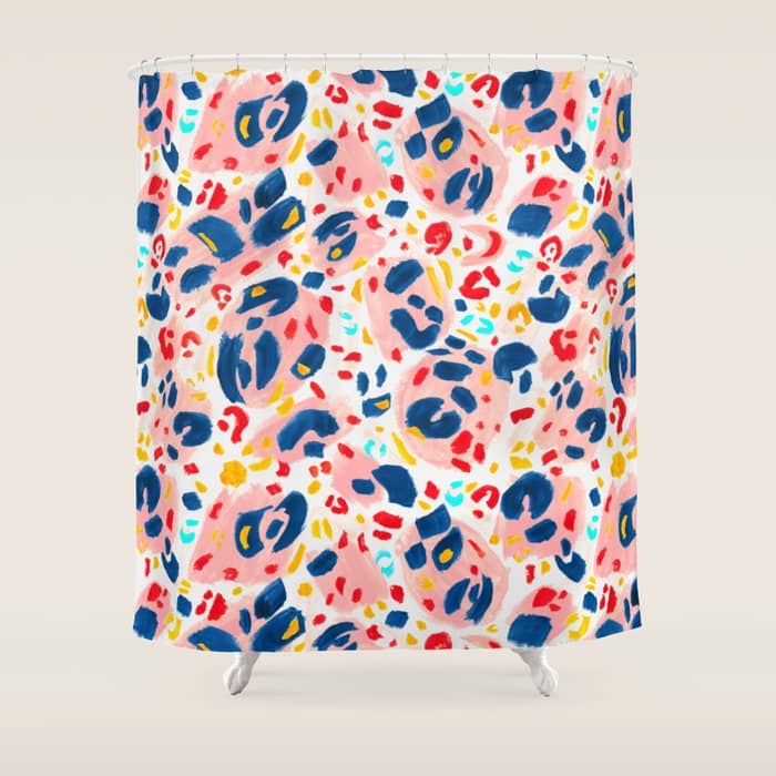 Painted Abstract Leopard Print Shower Curtain