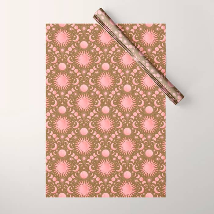 Dusty Pink Boho Celestial Wrapping Paper