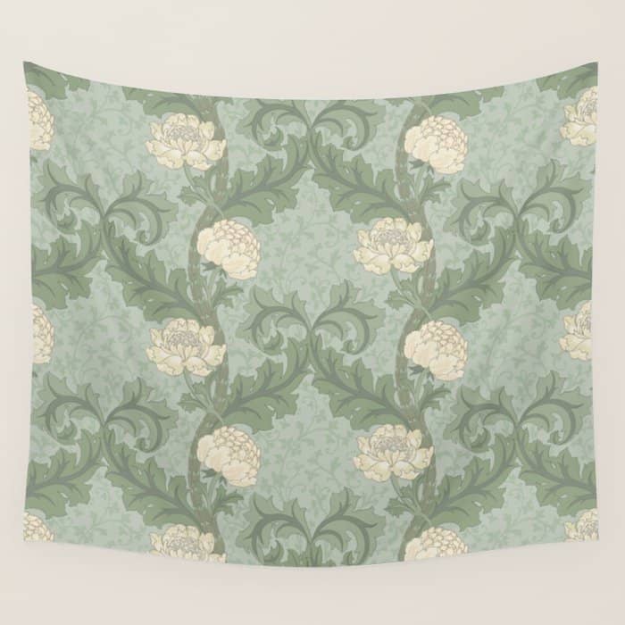 Vintage Floral Arts And Crafts Style Wall Tapestry