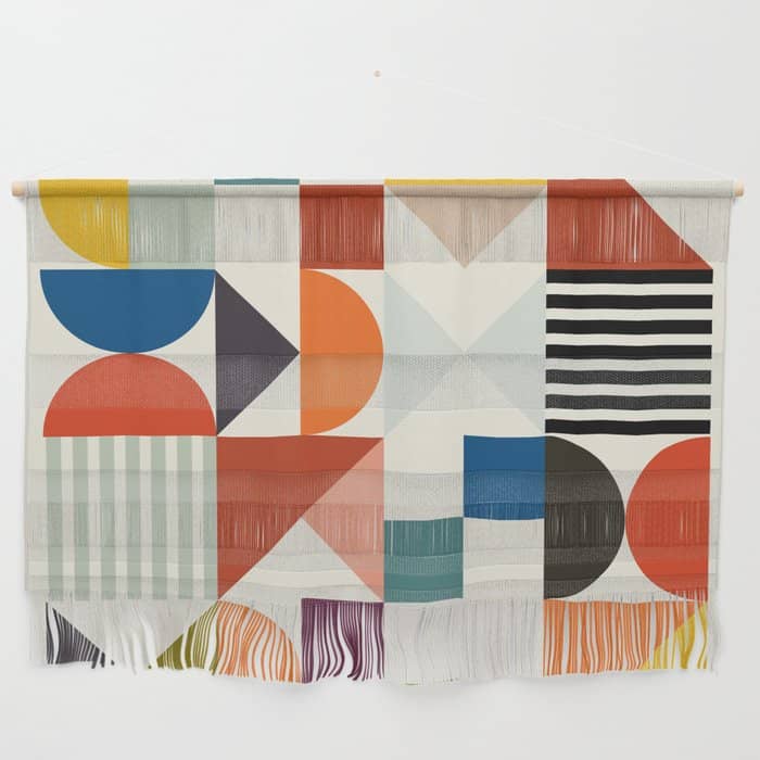 Mid Century Retro Shapes Geometric Wall Hanging