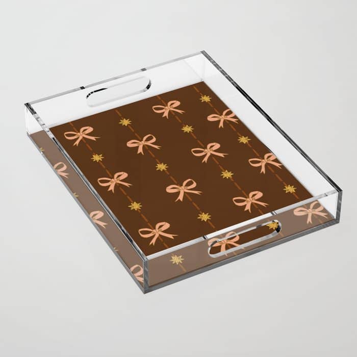 Cute Hair Bows And Stars In Brown And Peach Acrylic Tray