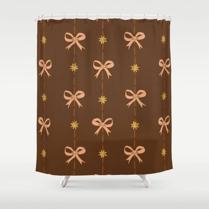 Cute Hair Bows And Stars In Brown And Peach Shower Curtain