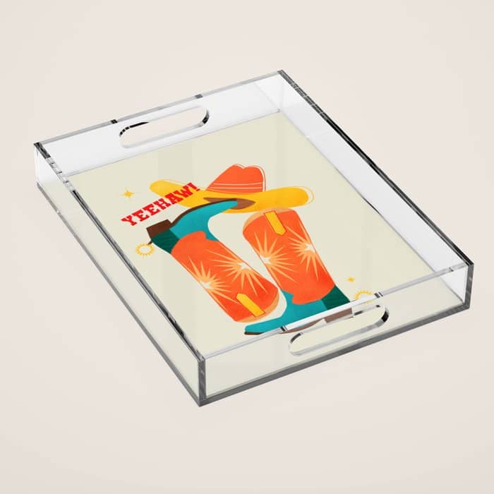 Yeehaw! Bright Cowboy Boots Acrylic Tray