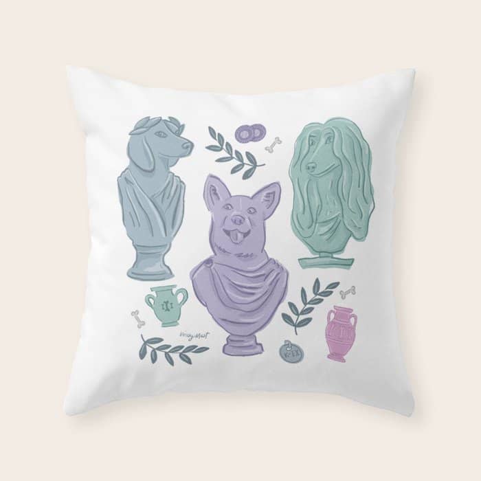Ancient Greek Dogs Statue Art  Throw Pillow