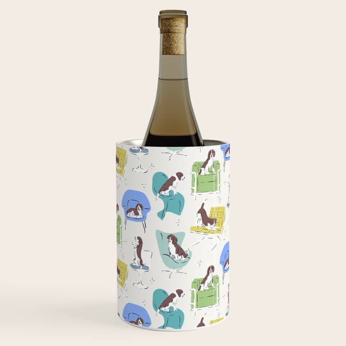 Mid-Century Modern Chairs With Beagle Dogs Wine Chiller