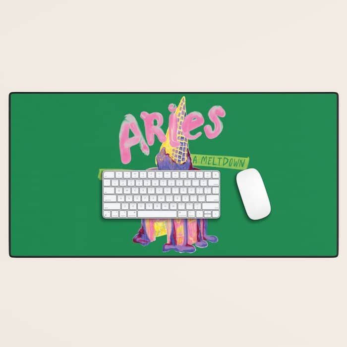 Aries Dessert In Kelly Green & Pink Desk Mat