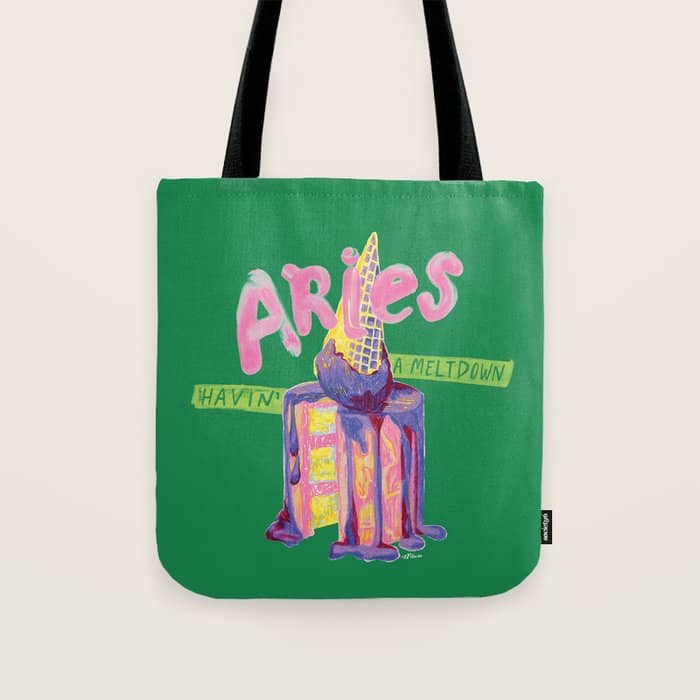 Aries Dessert In Kelly Green & Pink Tote Bag