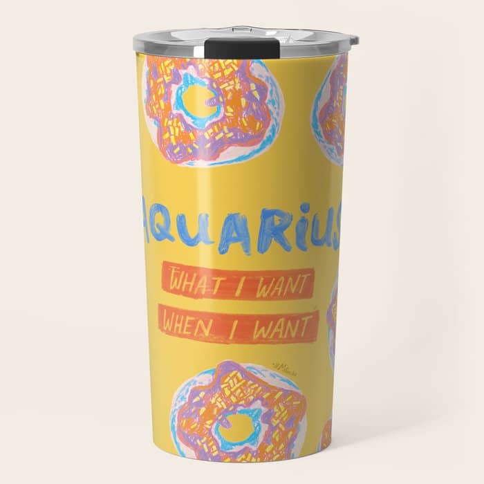 Aquarius Confidence In Buttercup Yellow | Zodiac Series Travel Mug