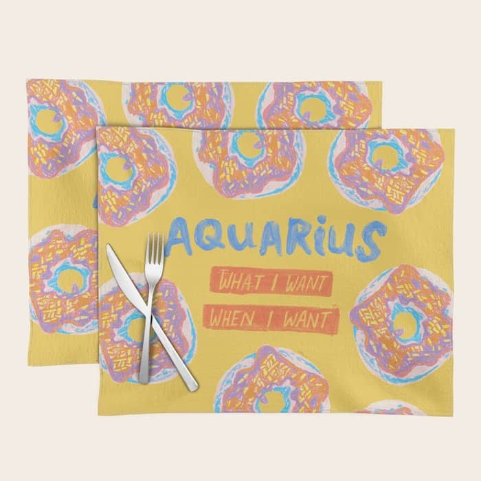 Aquarius Confidence In Buttercup Yellow | Zodiac Series Placemat