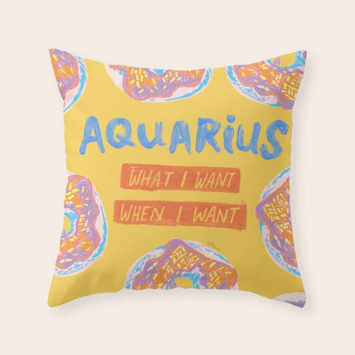 Aquarius Confidence In Buttercup Yellow | Zodiac Series Throw Pillow