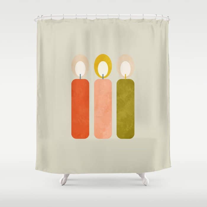 Mid Century Xmas Contemporary Candle Shower Curtain