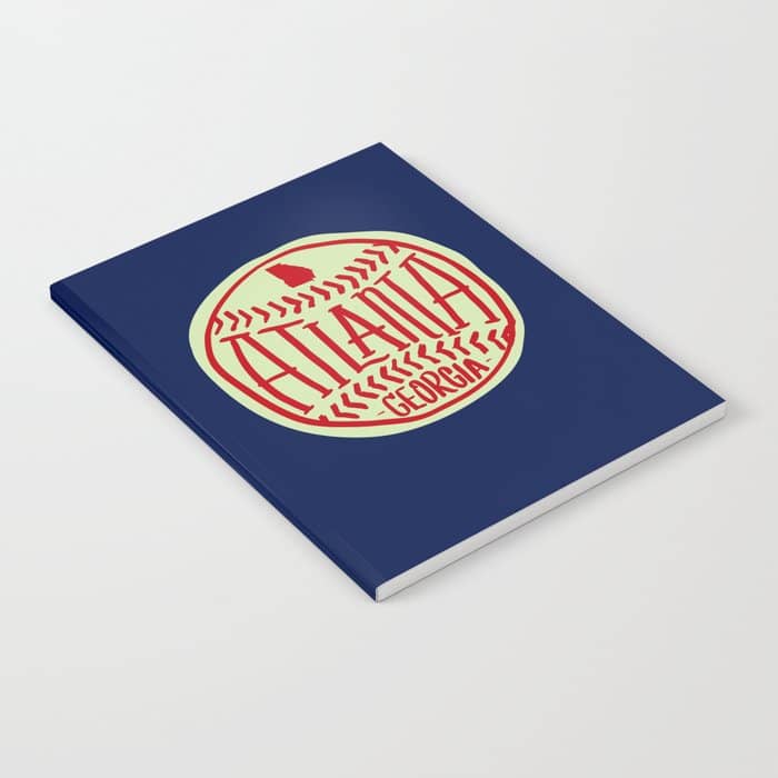 Atlanta Georgia Baseball - Hand Drawn, Script Typography Notebook