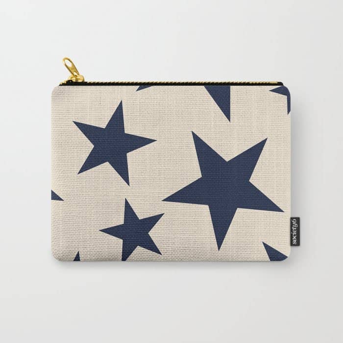 Navy & Light Beige Big Ol' Stars Carry All Pouch