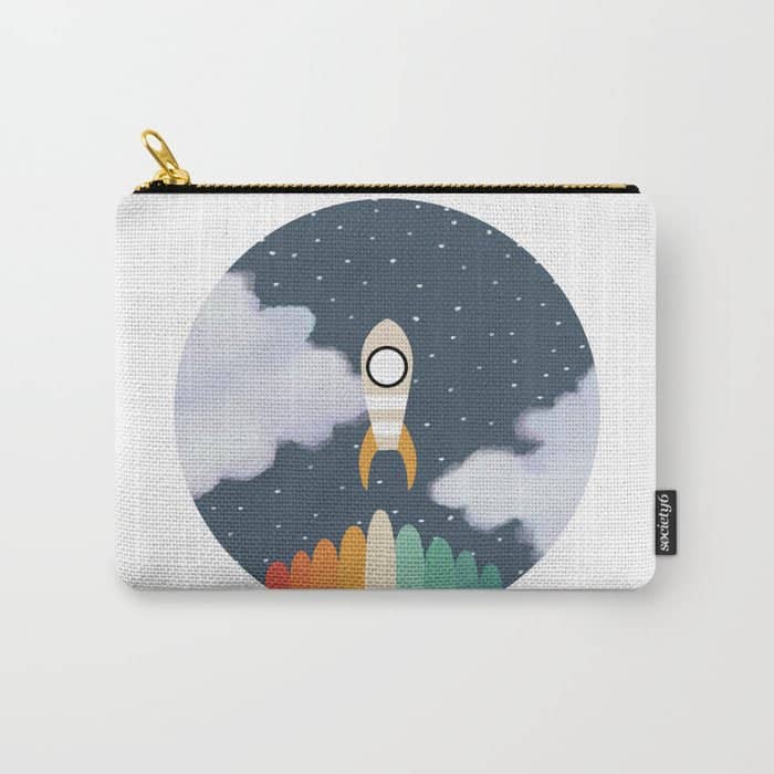 Space Rocket Print, Galaxy Outer Space Pattern Carry All Pouch
