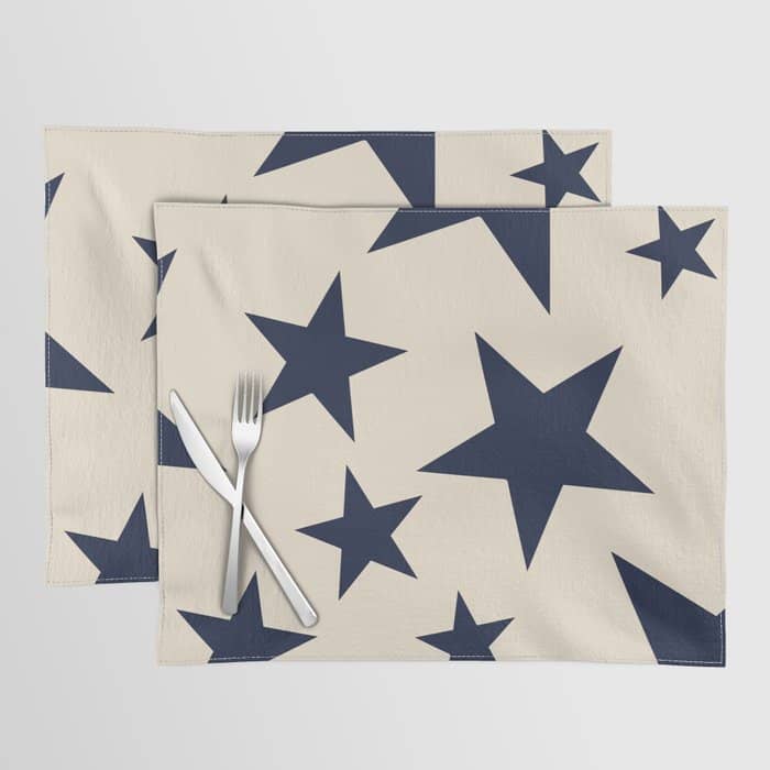 Navy & Light Beige Big Ol' Stars Placemat