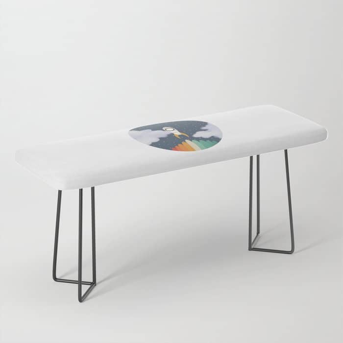 Space Rocket Print, Galaxy Outer Space Pattern Bench