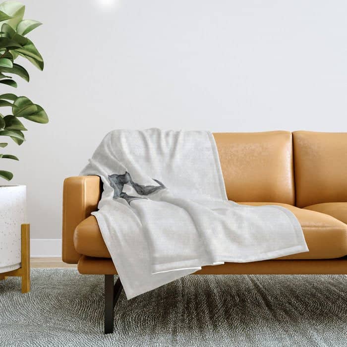 Elegant Black White Hand Painted Watercolor Swan Throw Blanket