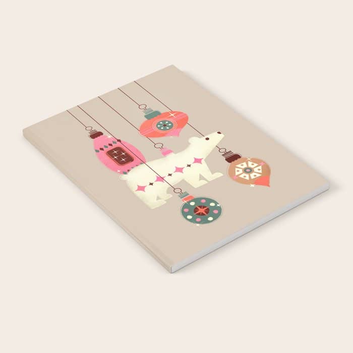 Festive Baubles With A Polar Bear Notebook