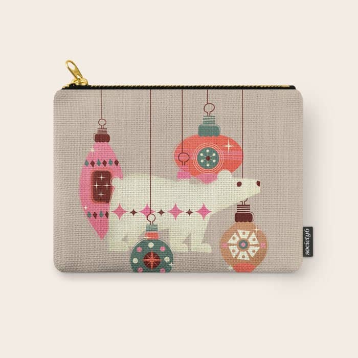 Festive Baubles With A Polar Bear Carry All Pouch