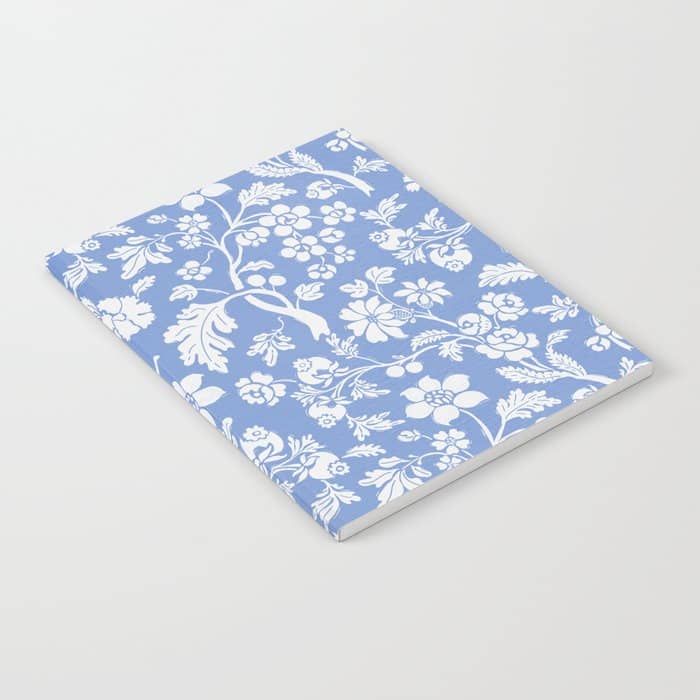 Vintage Style Chintz Florals On Blue Notebook