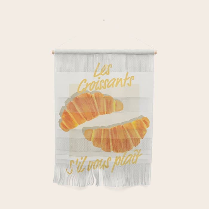 Croissants: Vintage Retro French Brunch Bakery Cafe Art Wall Hanging