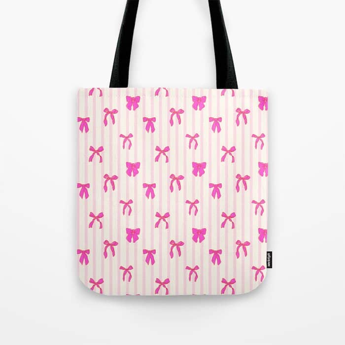 Classic Hot Pink Bows And Stripes Tote Bag