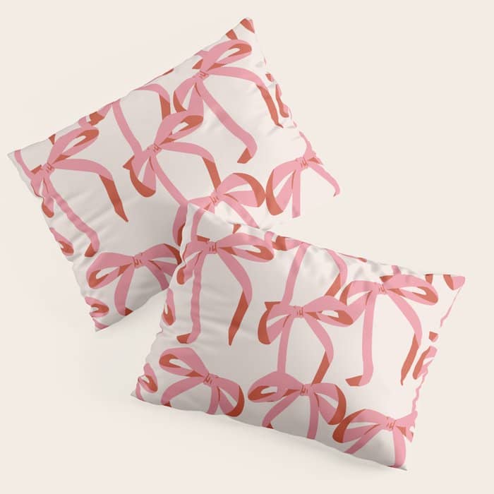Pink Champagne Coquette Bows Pillow Sham