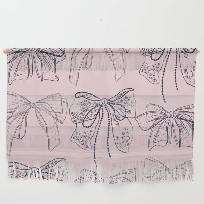 Romantic Lace Bows Pink Pattern Wall Hanging