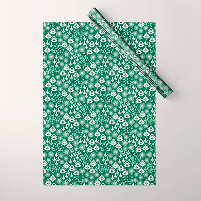 Retro Forest Flora Pattern Wrapping Paper
