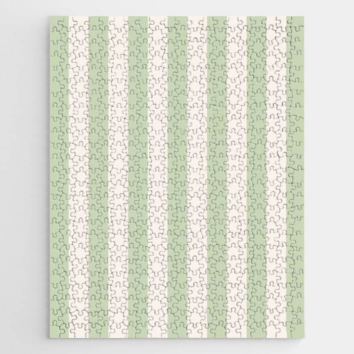 Pastel Green Vertical Stripes Jigsaw Puzzle