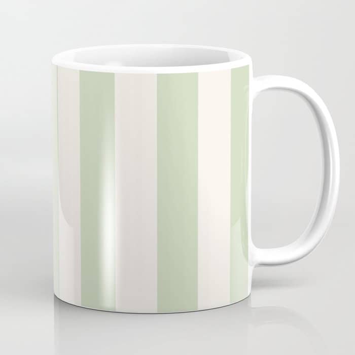 Pastel Green Vertical Stripes Coffee Mug