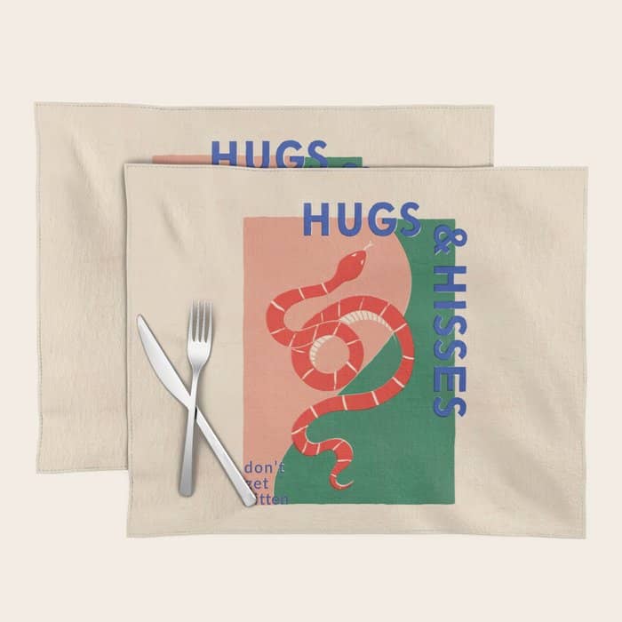 Vintage Snake, Retro Illustration And Typography  Placemat