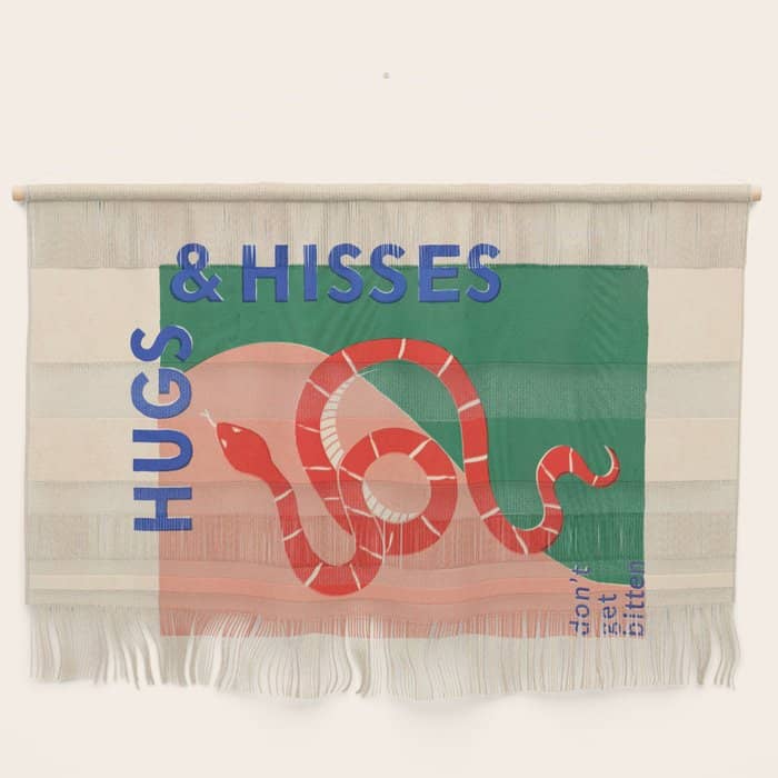Vintage Snake, Retro Illustration And Typography  Wall Hanging