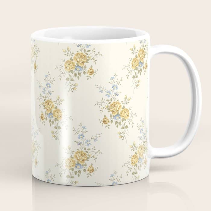 Vintage French Flower Cream Large Coffee Mug