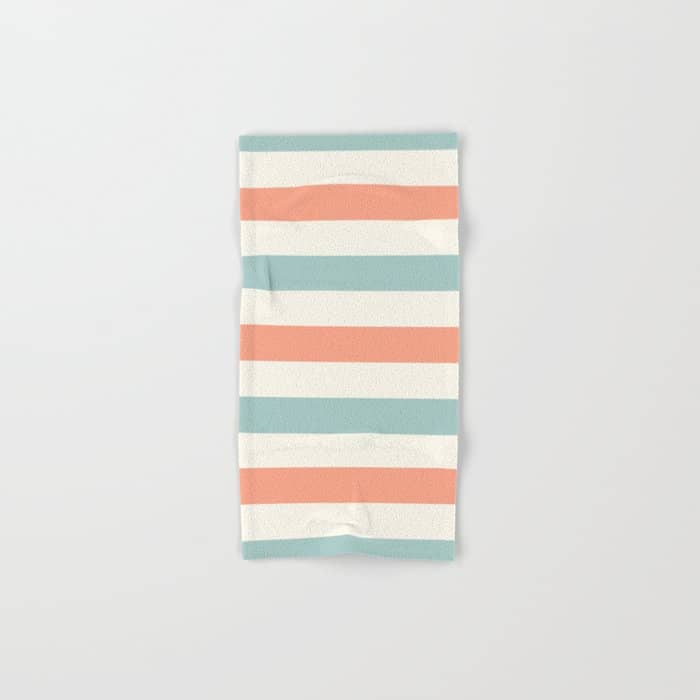 Orange, Turquoise And Cream Stripes Bath Towel