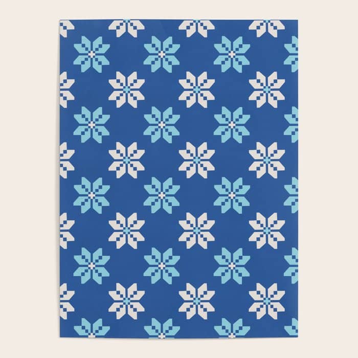 Contrasting Blues: Bethlehem Star Mosaic Poster