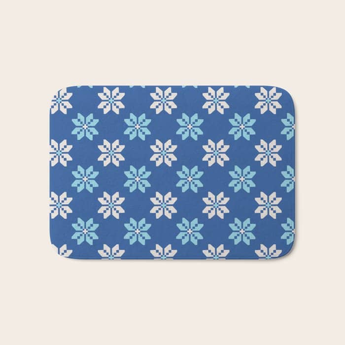 Contrasting Blues: Bethlehem Star Mosaic Bath Mat