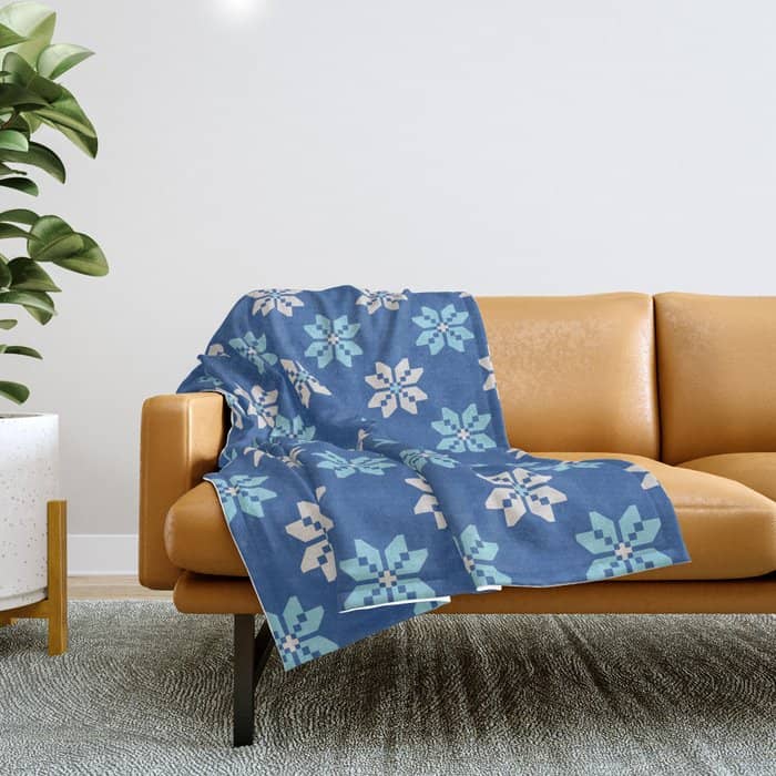 Contrasting Blues: Bethlehem Star Mosaic Throw Blanket