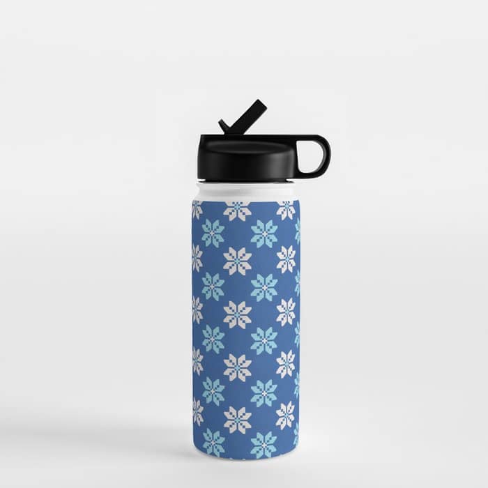 Contrasting Blues: Bethlehem Star Mosaic Water Bottle
