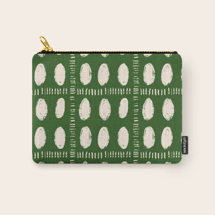 Green Boho Quilt Pattern Carry All Pouch