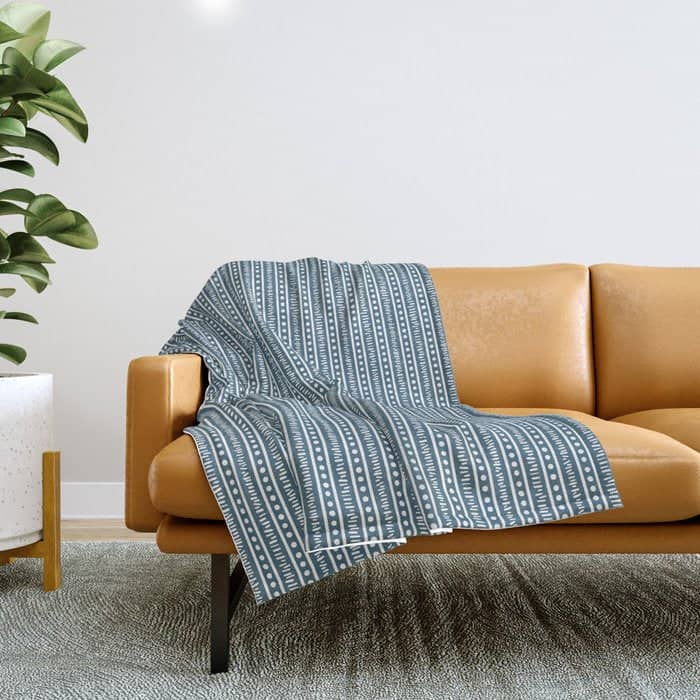 Modern Boho Mudcloth . Ocean Blue Throw Blanket