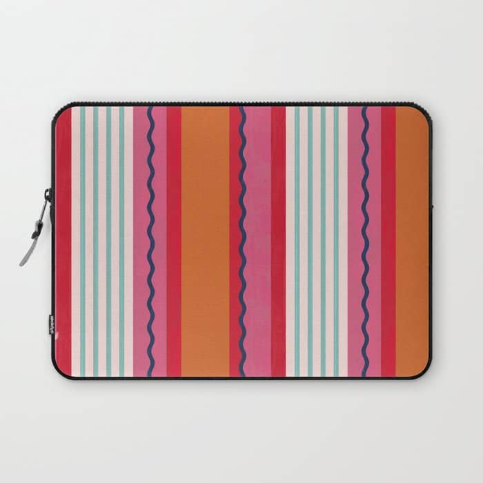 Bold Color Play Pink And Orange Stripes Laptop Sleeve