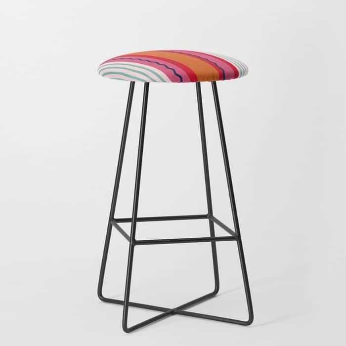 Bold Color Play Pink And Orange Stripes Stool