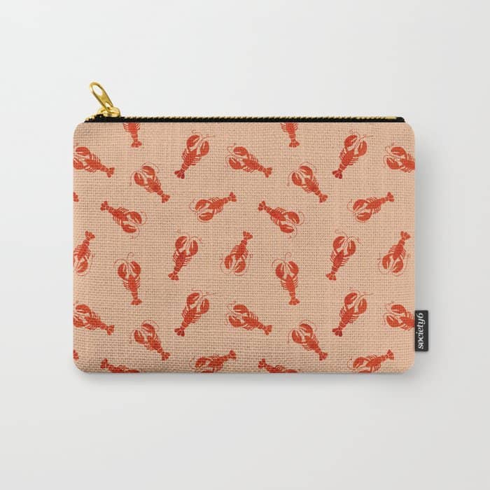 Classic Red Lobsters Pattern On Peach Carry All Pouch