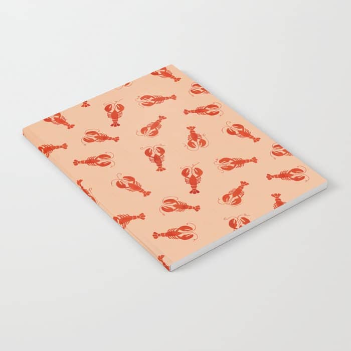 Classic Red Lobsters Pattern On Peach Notebook