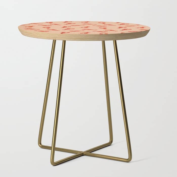 Classic Red Lobsters Pattern On Peach Side Table