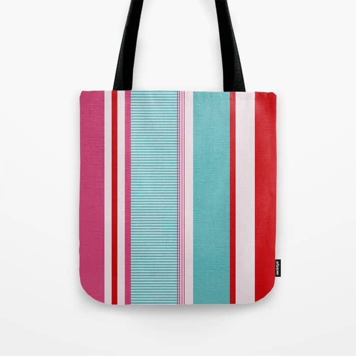 Bold Color Play Pink And Turquoise Stripes Tote Bag