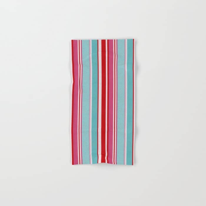 Bold Color Play Pink And Turquoise Stripes Bath Towel